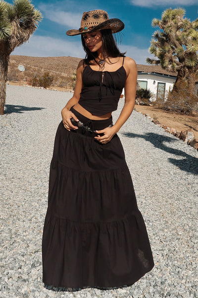 Barbados Maxi Skirt - Dark Floral