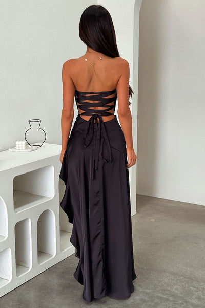 Carly Strapless Satin Maxi Dress
