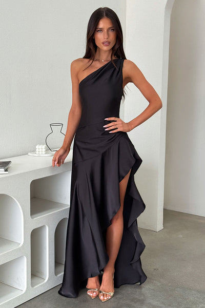 Leni One Shoulder Satin Maxi Dress