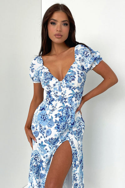 solem midi dress Midi Dresses Solem Midi Dress White / Rose Floral Size 2