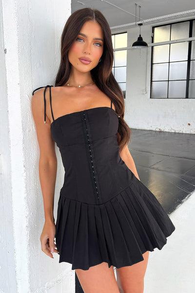 Yaz Pleated Mini Dress - Black – Thats So Fetch AU