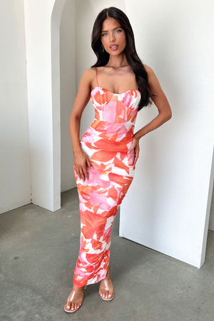 pink and orange dress australia Swift Maxi Dress - Pink Orange - Stylish DRESSES