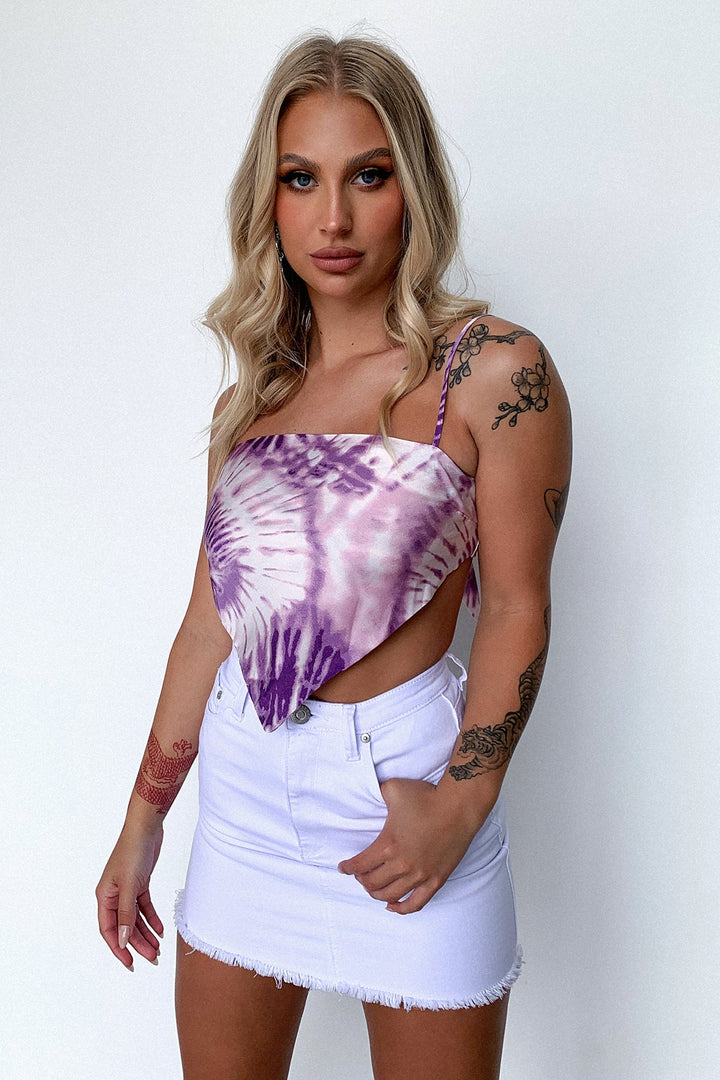 Anayanka Scarf Top - Purple Tie Dye