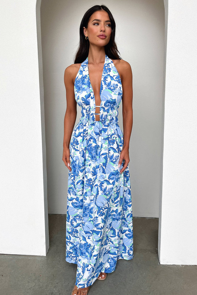 Arien Maxi Dress - Blue Floral – Thats So Fetch AU
