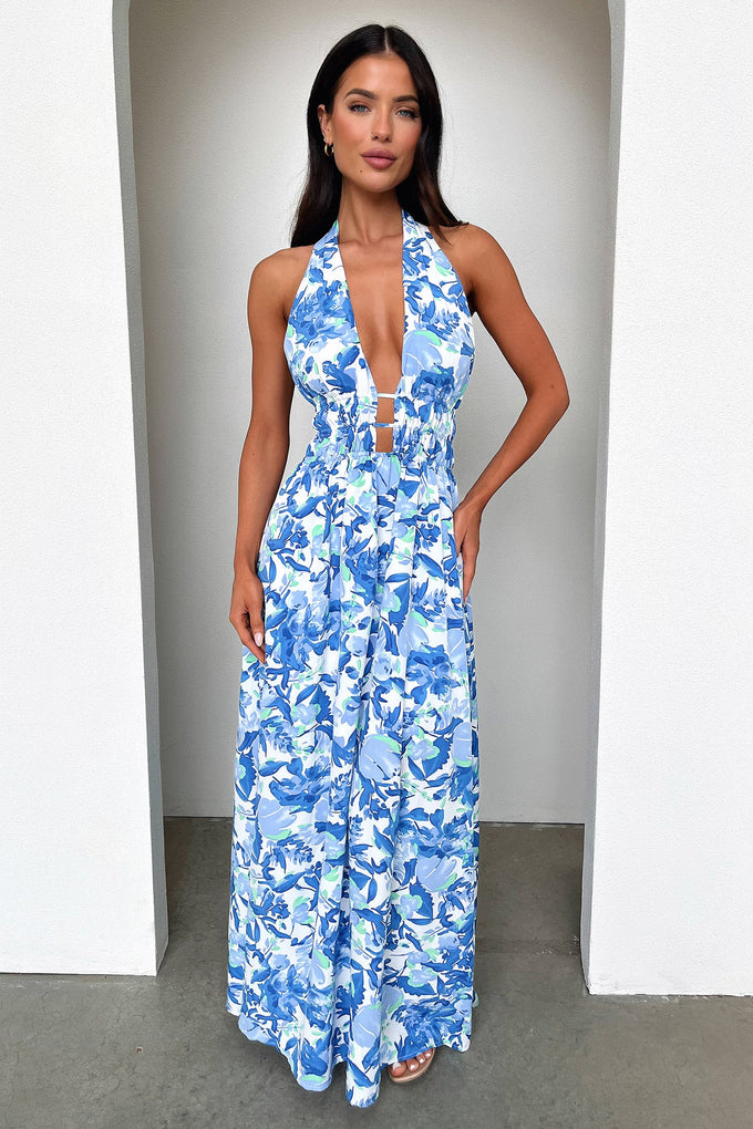 Arien Maxi Dress - Blue Floral – Thats So Fetch AU