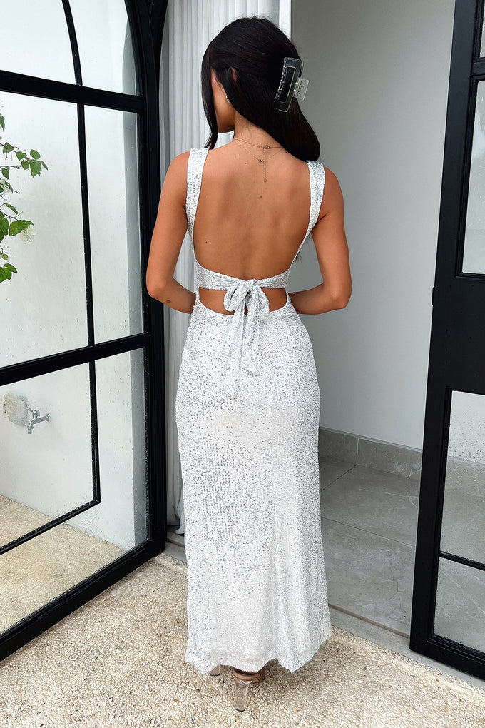 Shop Formal Dress - Athenia Maxi Dress - Silver sixth image