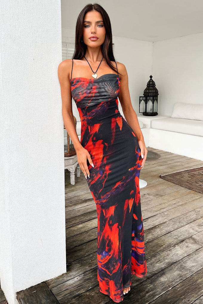 Barb Mesh Maxi Dress - Black/Red Thats So Fetch AU Barb Mesh Maxi Dress - Black/Red Thats So Fetch AU