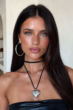 Bold Heart Necklace - Silver