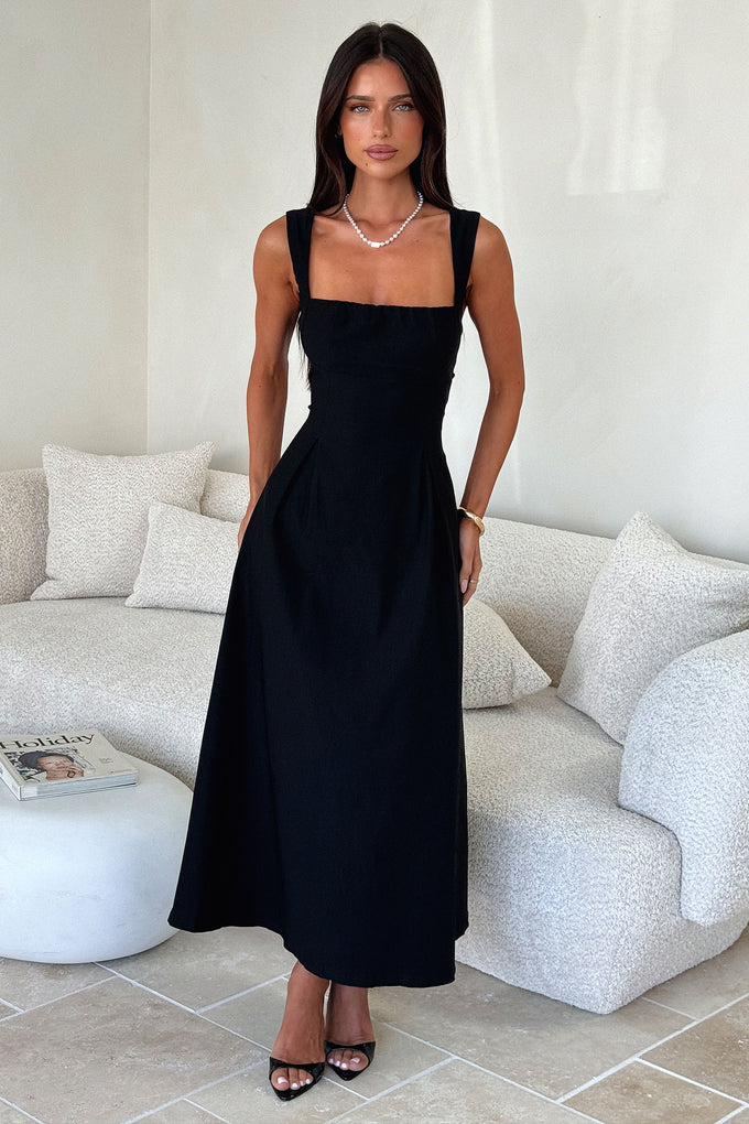 Chantelle Square Neck Midi Dress - Black Thats So Fetch AU Chantelle Square Neck Midi Dress - Black Thats So Fetch AU
