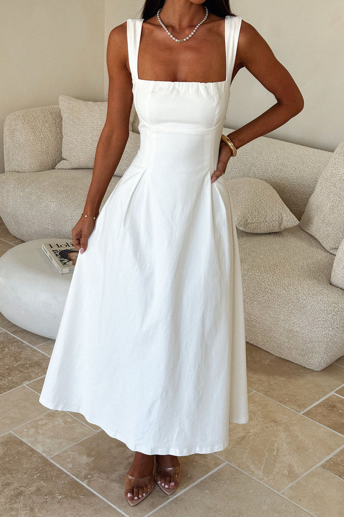square neck midi dress white Chantelle Square Neck Midi Dress