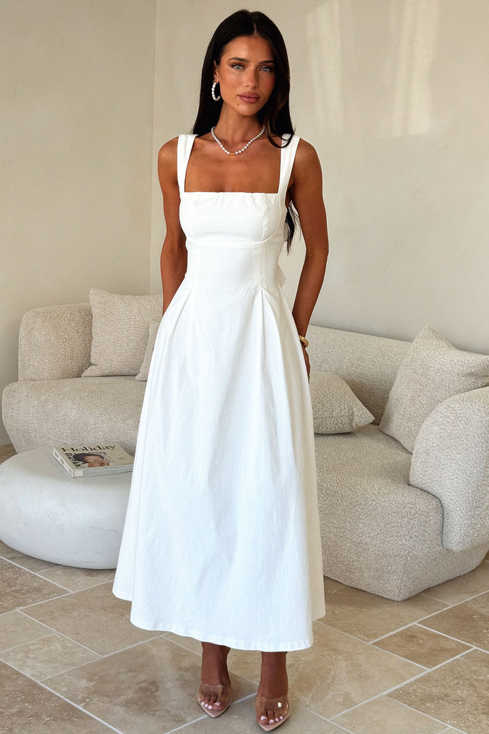 Chantelle Square Neck Midi Dress - White