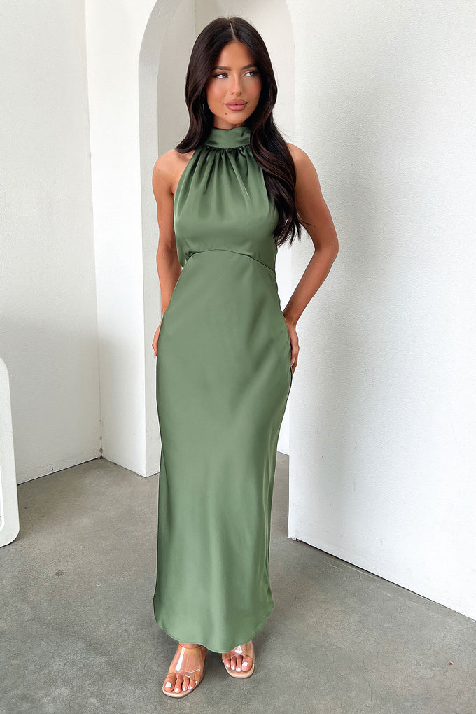 Shop Formal Dress - Daphne Dress - Olive fifth image