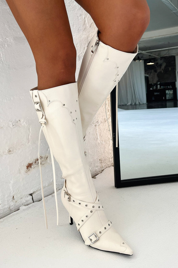 Electra Knee High Boots - Cream