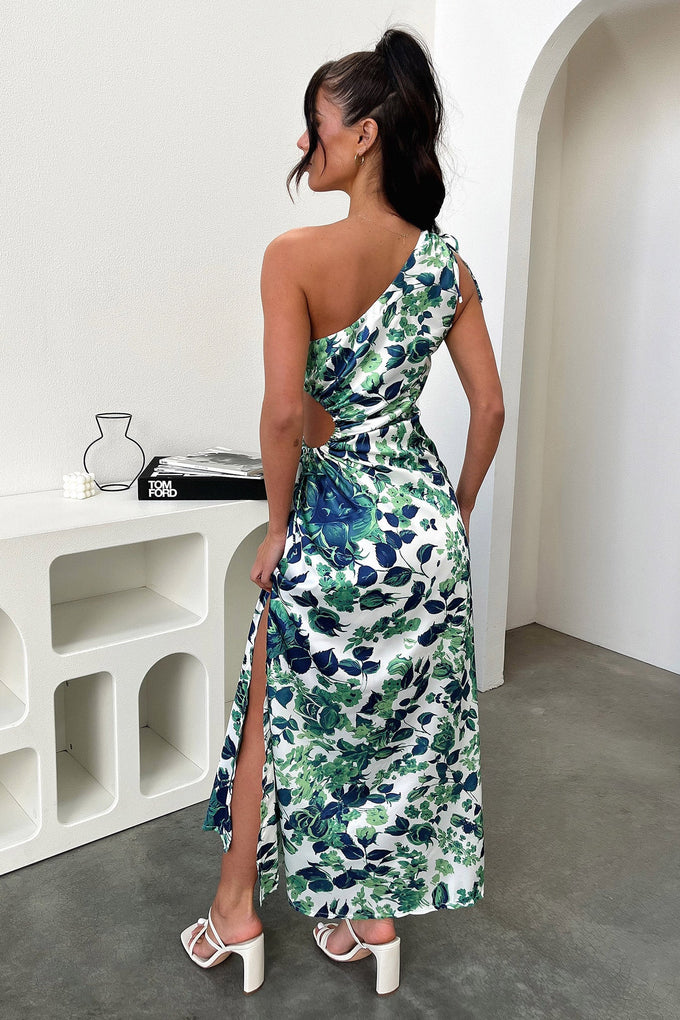 Green floral print maxi on sale dress