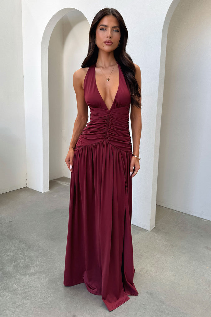 Shop Formal Dress - Ginevra Maxi Dress - Burgundy fifth image