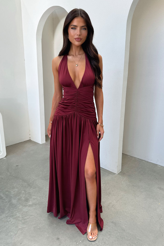 Shop Formal Dress - Ginevra Maxi Dress - Burgundy fourth image