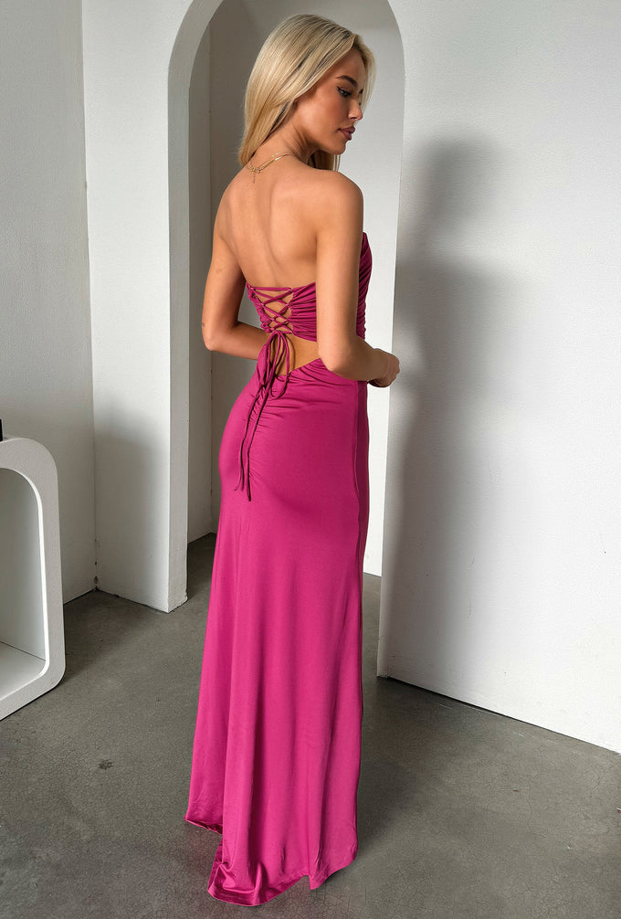 Lahara Strapless Maxi Dress - Burgundy