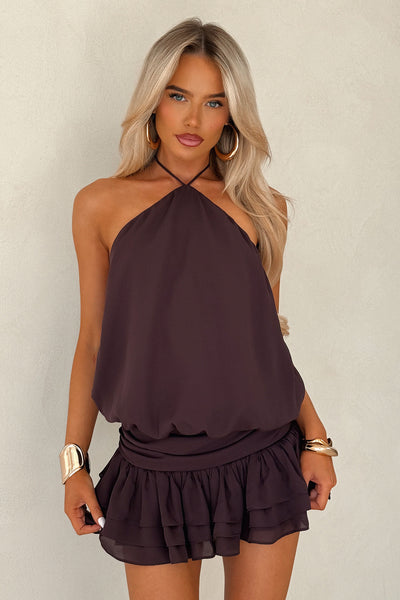 Latina Open Back Mini Dress - Plum