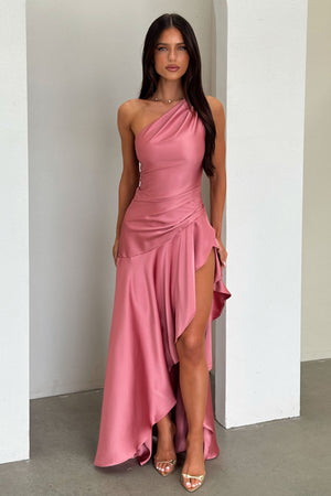 Leni One Shoulder Satin Maxi Dress