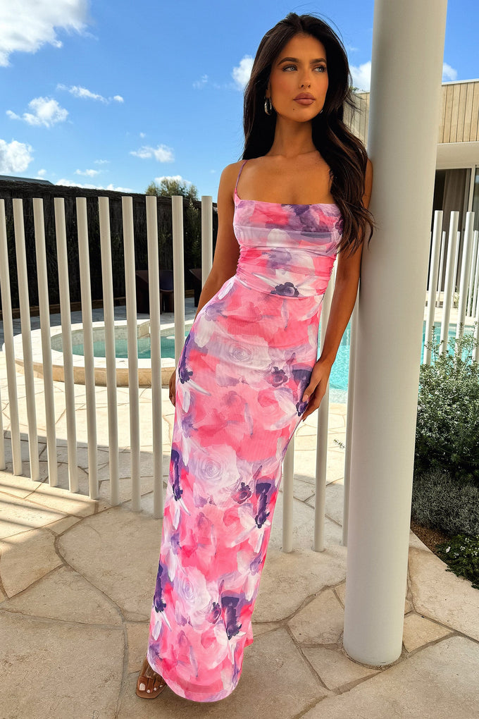 Shop Formal Dress - Nadine Maxi Dress - Pink Floral sixth image