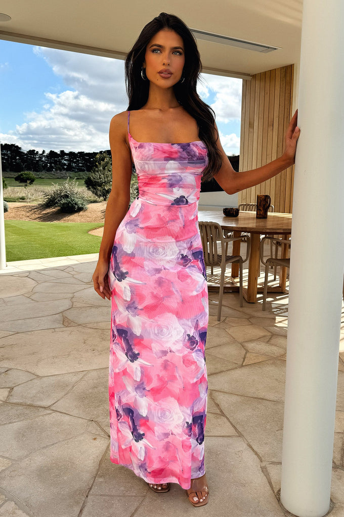 Shop Formal Dress - Nadine Maxi Dress - Pink Floral fifth image