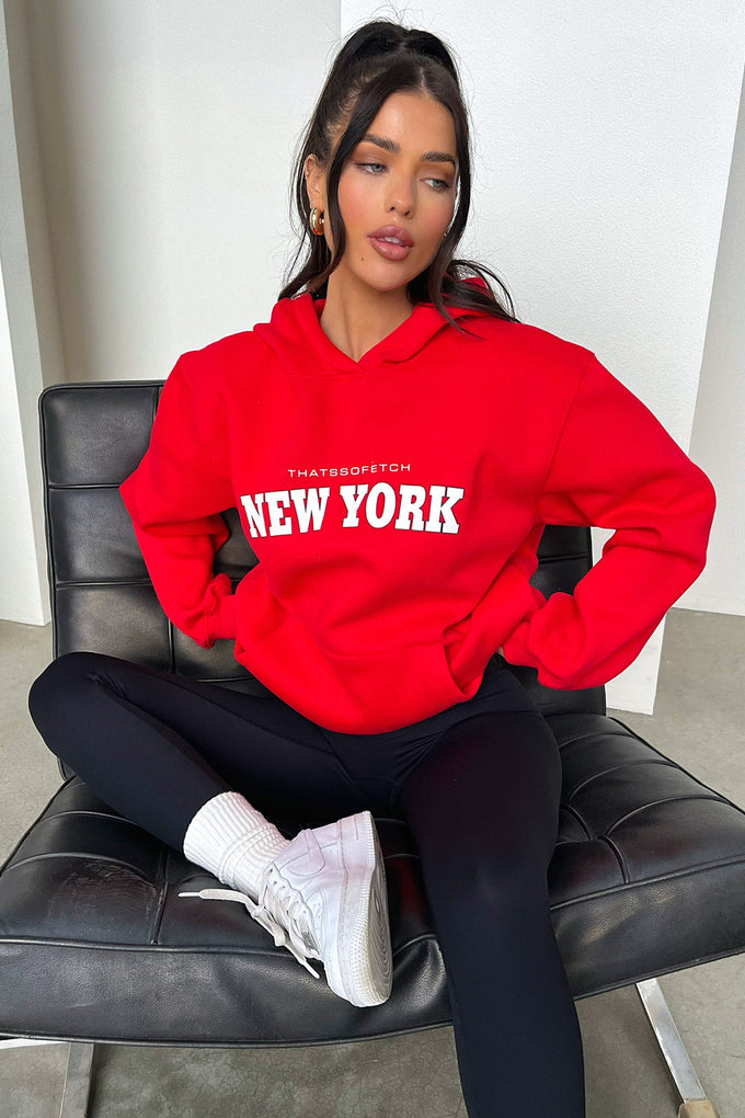 New York Hoodie - Red – Thats So Fetch AU