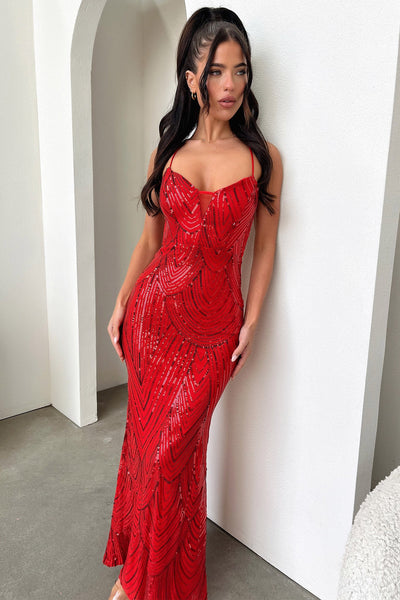 Nolan Maxi Dress - Red – Thats So Fetch AU