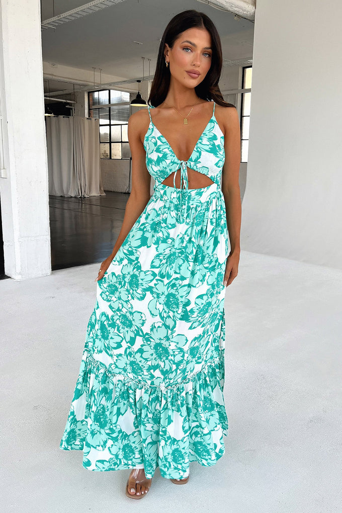 Primerose Maxi Dress - Green Floral – Thats So Fetch AU