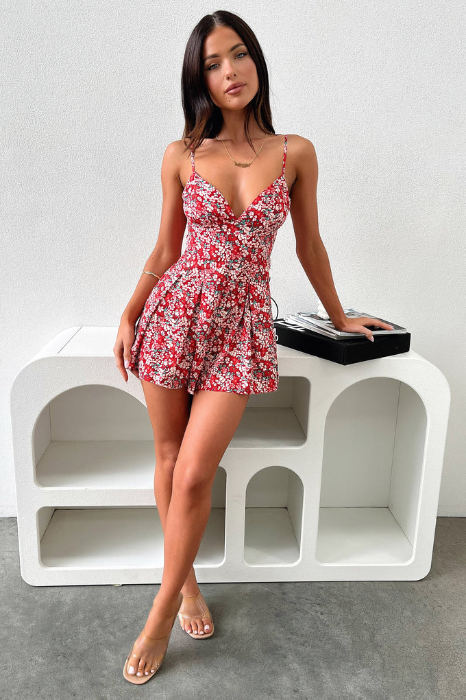 Ramana Playsuit - Red Floral