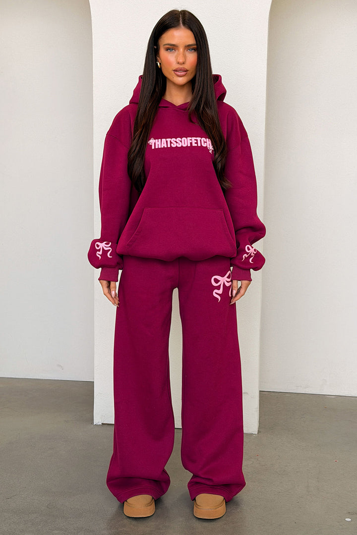Sadie Bow Wide Leg Sweatpants - Maroon