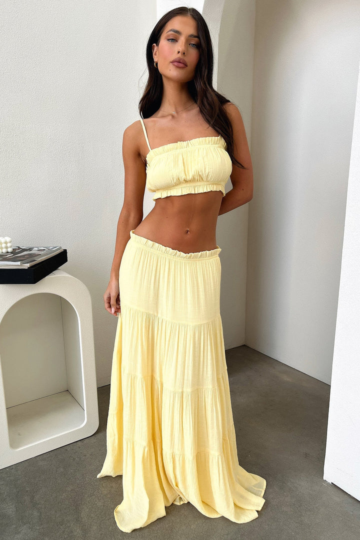 Selina Tiered Maxi Skirt - Yellow