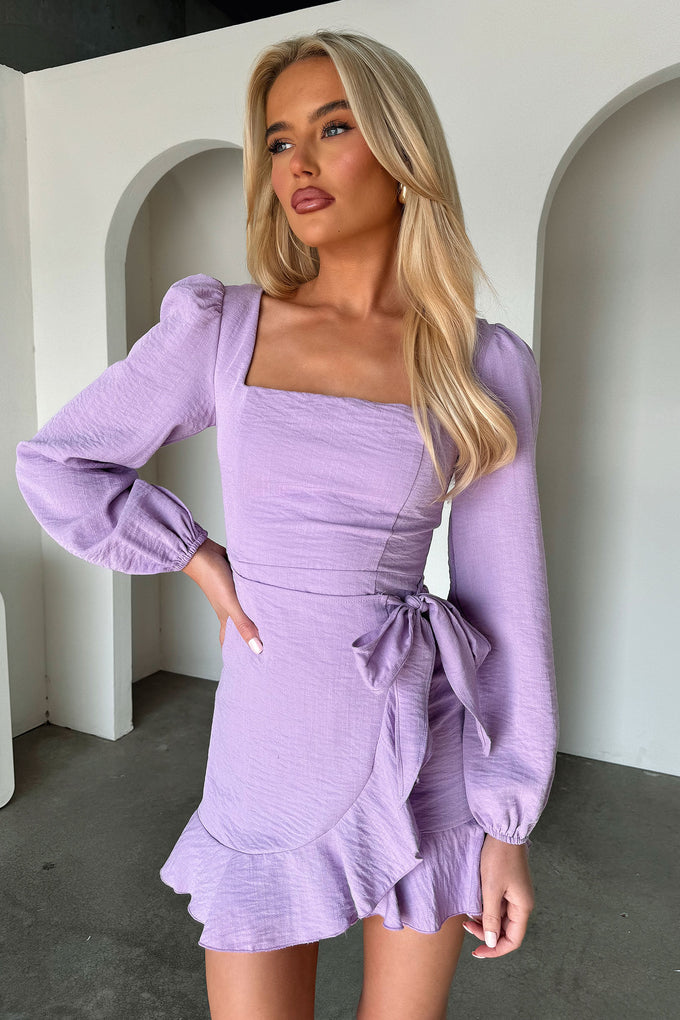 purple flowy mini dress mini dresses cute Lilac Purple Floral Cute Cotton Mini Summer Dress Lilac Floral / Large