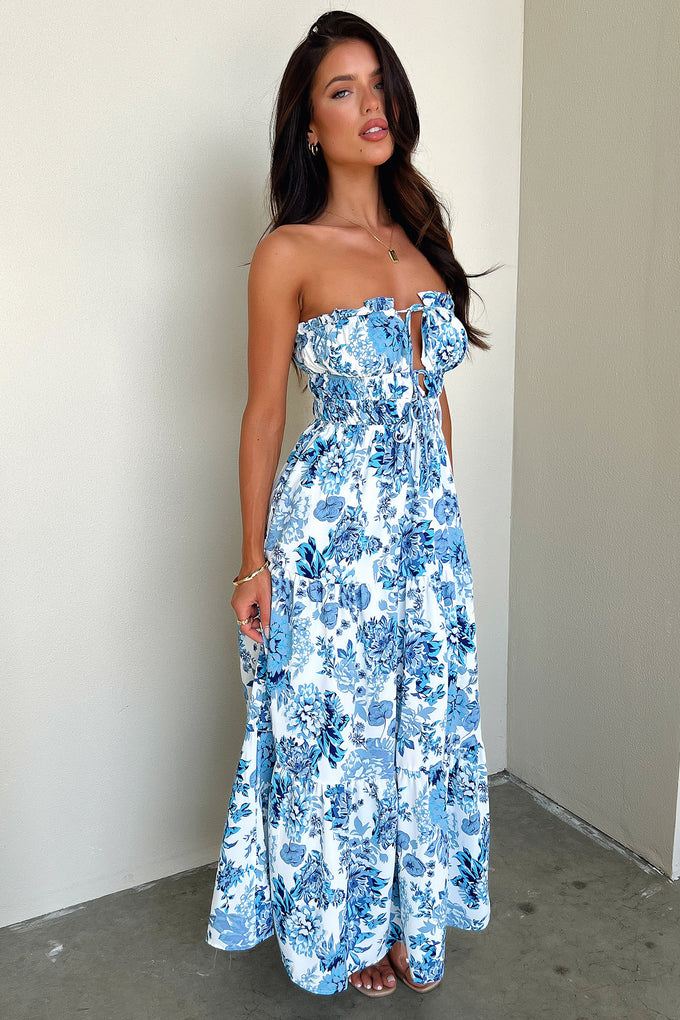 Skain Maxi Dress - Blue Floral