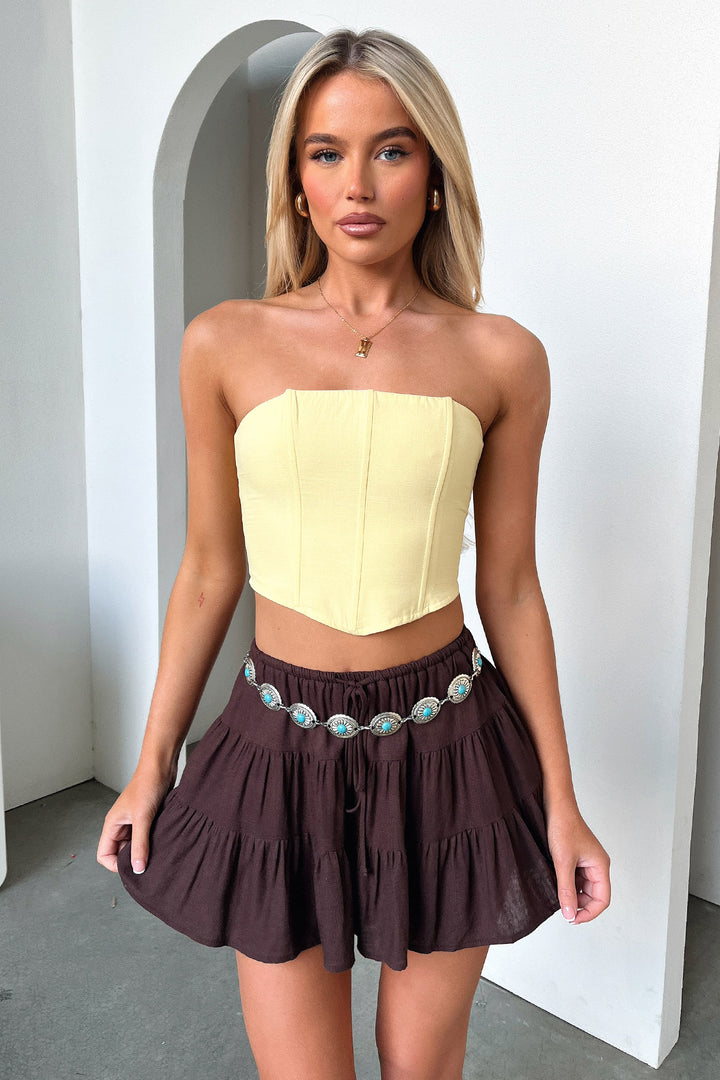 Tullie Tiered Mini Skirt - Brown