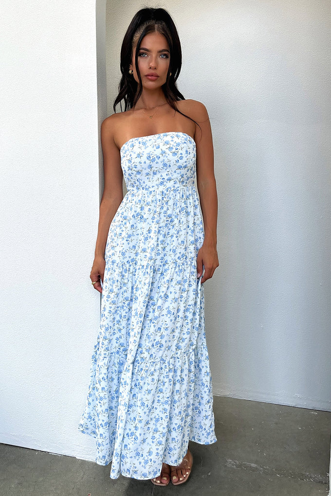 Hailey Maxi Dress - Blue Floral