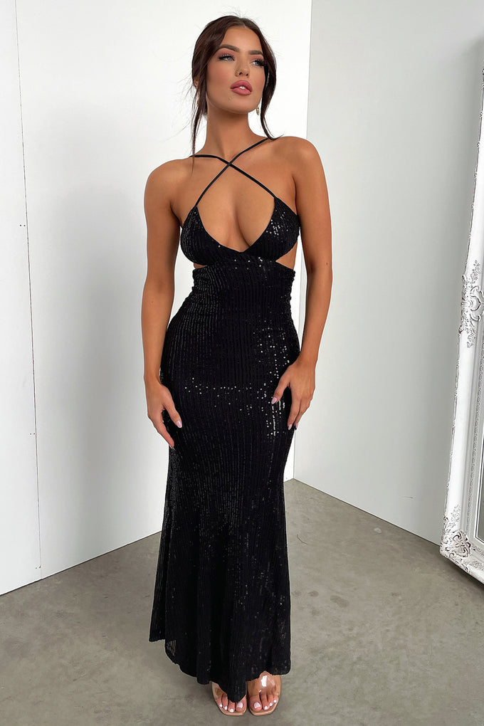 Kristy Maxi dress - Black Sequin