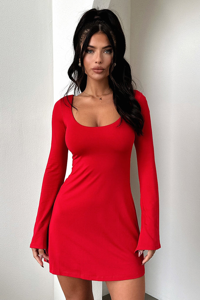 Marcia Long Sleeve Dress - Red