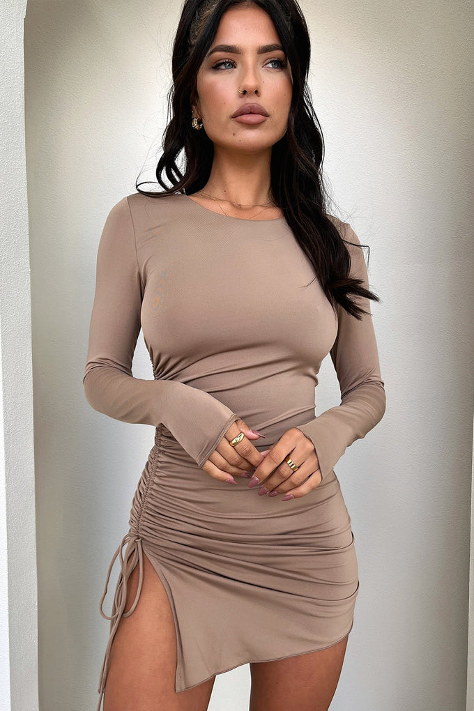 Mayla Long Sleeve Dress - Brown