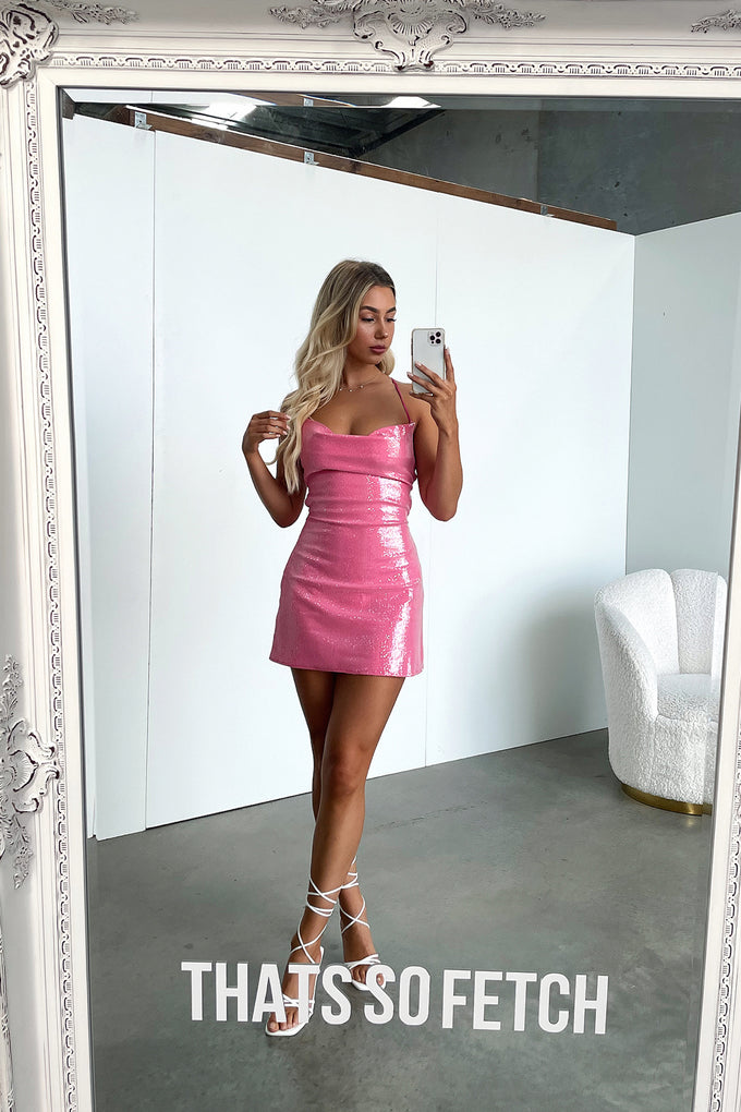 Olivia Dress - Hot Pink Sequin