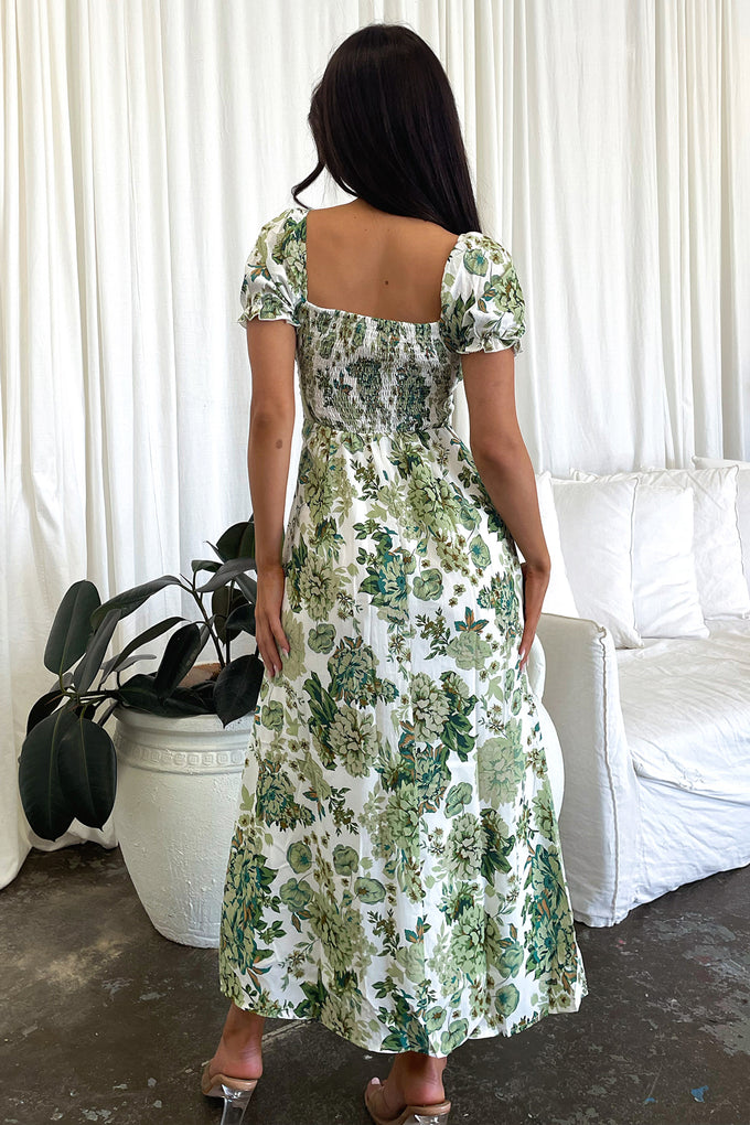Solem Midi Dress - Green Floral – Thats So Fetch AU