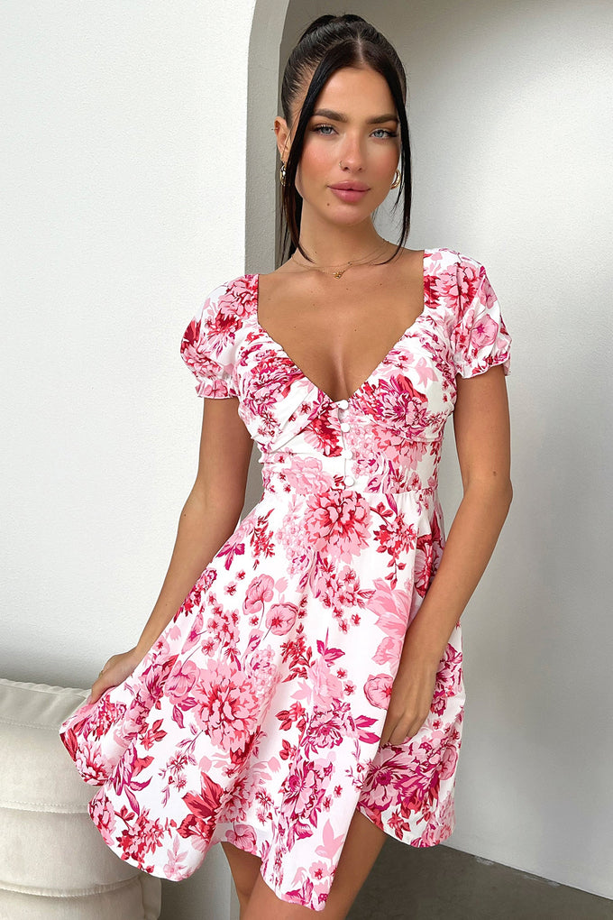 Solem Mini Dress - Pink/Red Floral – Thats So Fetch AU