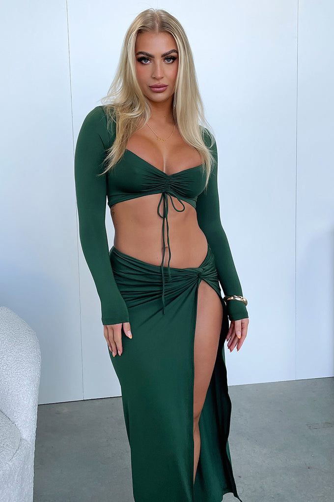 Victoria Long Sleeve Crop - Emerald